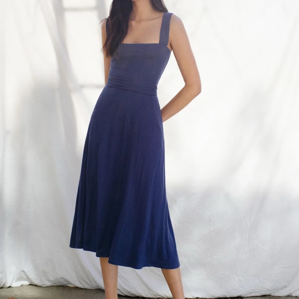 Reformation Navy Midi Dress